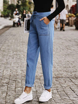 Tied Straight Jeans with Pockets - Trendsi - Flyclothing LLC