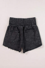 High Waist Raw Hem Denim Shorts - Trendsi - Flyclothing LLC