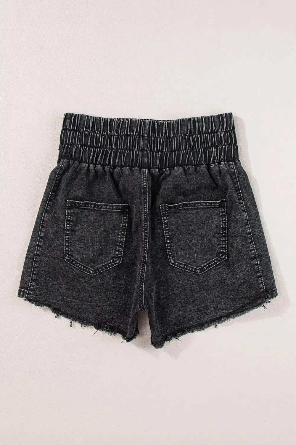 High Waist Raw Hem Denim Shorts - Trendsi - Flyclothing LLC