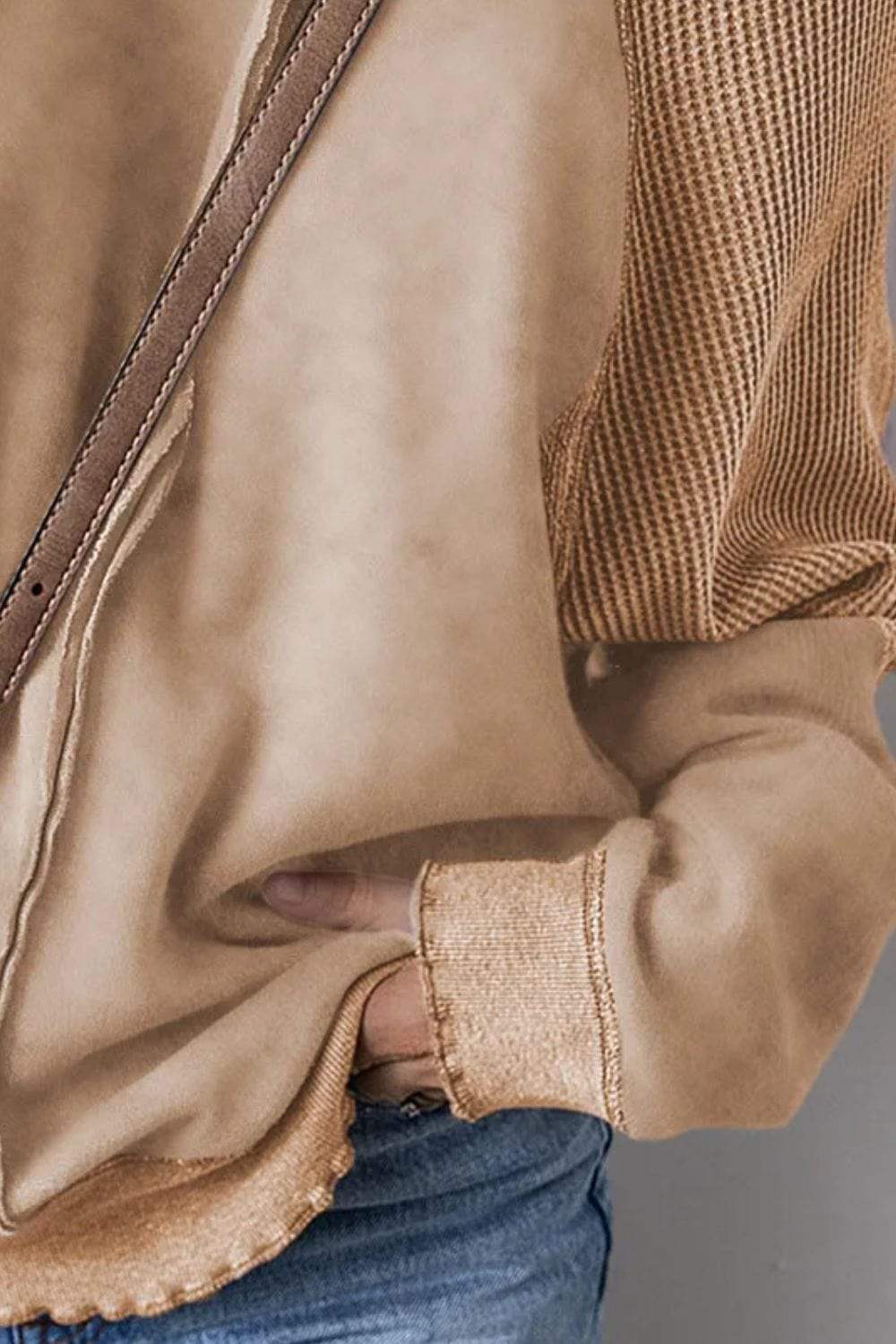 Exposed Seam Long Sleeve Sweatshirt - Trendsi - Flyclothing LLC