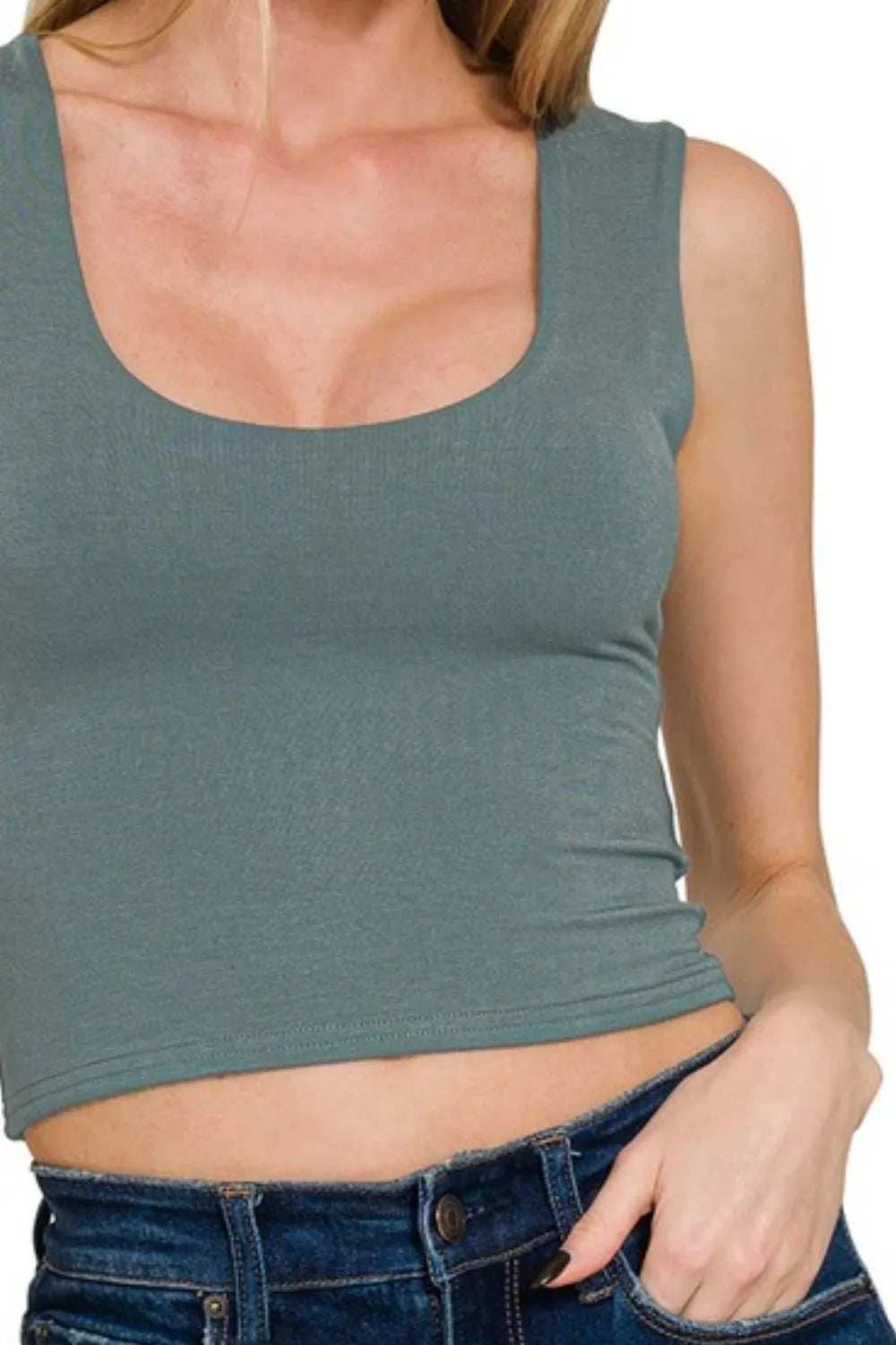 Zenana Double Layered Cropped Tank Top - Trendsi - Flyclothing LLC