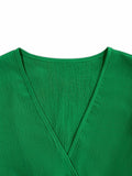 Ruched Surplice Half Sleeve Mini Dress - Trendsi