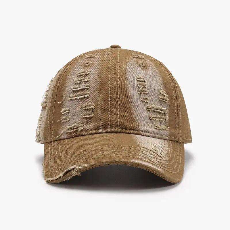 Distressed Adjustable Cotton Baseball Cap - Trendsi - Flyclothing LLC