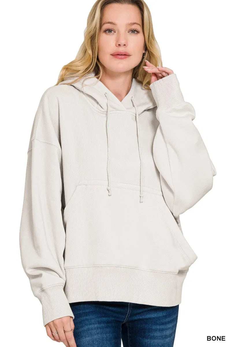 Zenana Oversized Fleece Kangaroo Pocket Hoodie - Trendsi - Flyclothing LLC
