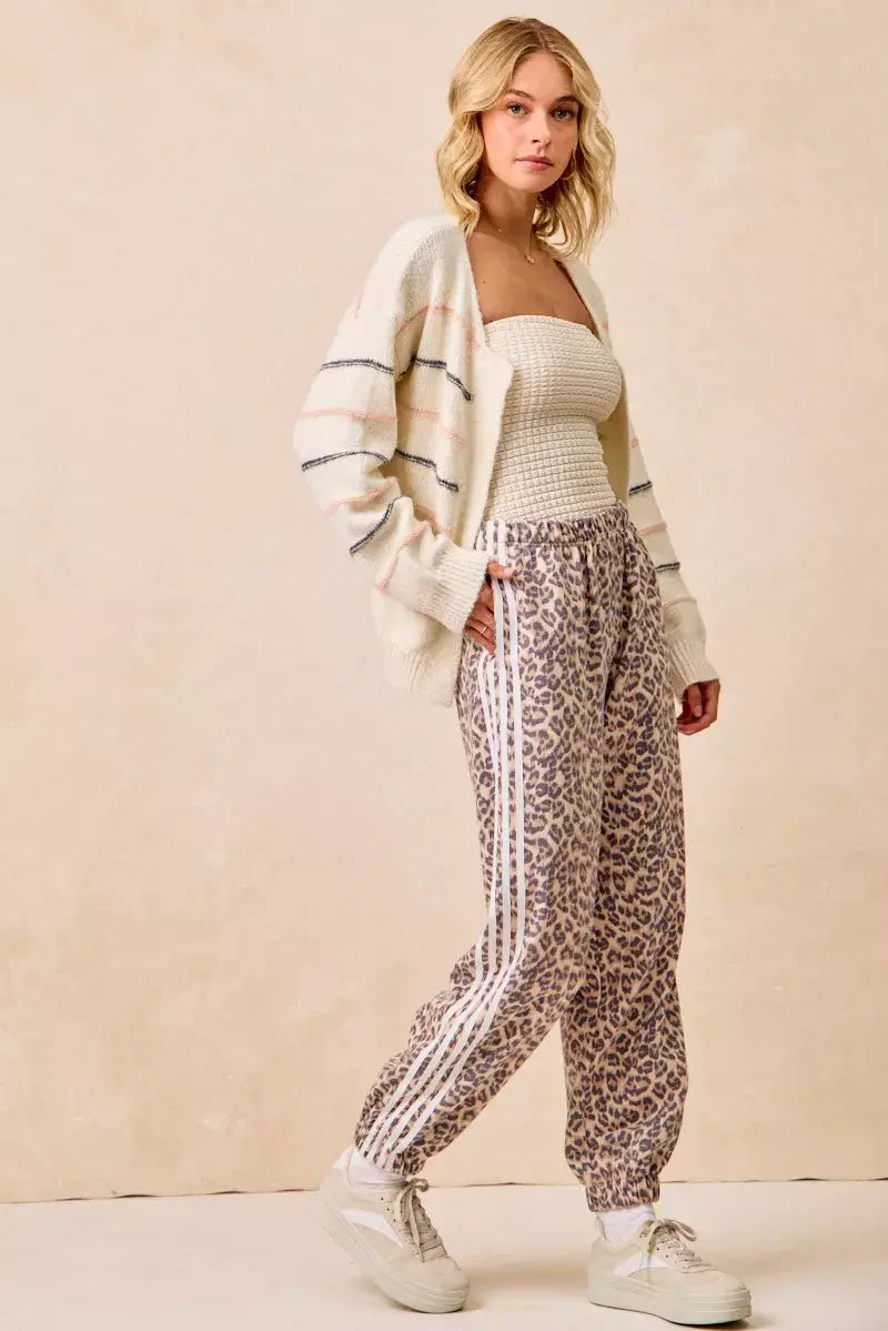 BiBi Side Lines Leopard Track Pants - Trendsi - Flyclothing LLC