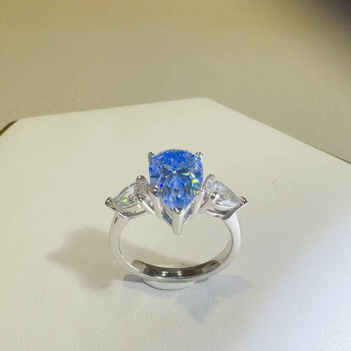 2 Carat 925 Sterling Silver Moissanite Teardrop Shape Ring - Trendsi - Flyclothing LLC