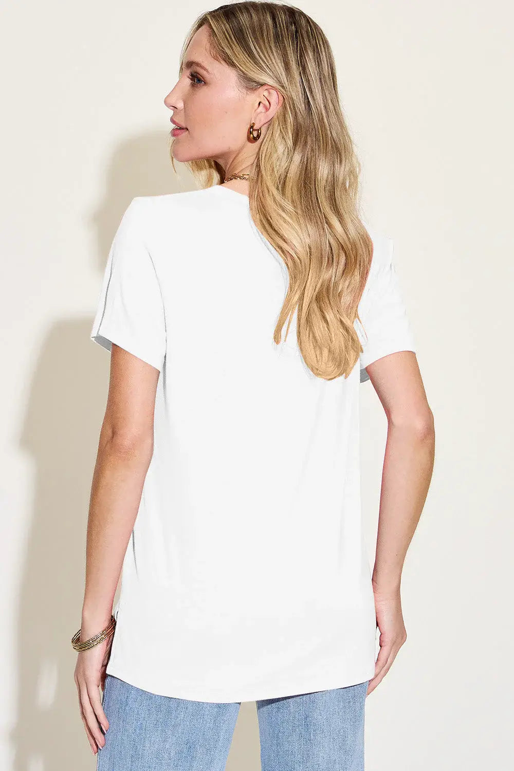 Basic Bae Bamboo Full Size V-Neck High-Low T-Shirt - ShopBasicbae - Flyclothing LLC