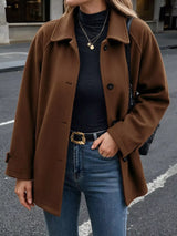 Single-Breasted Raglan Sleeve Outerwear - Trendsi - Flyclothing LLC