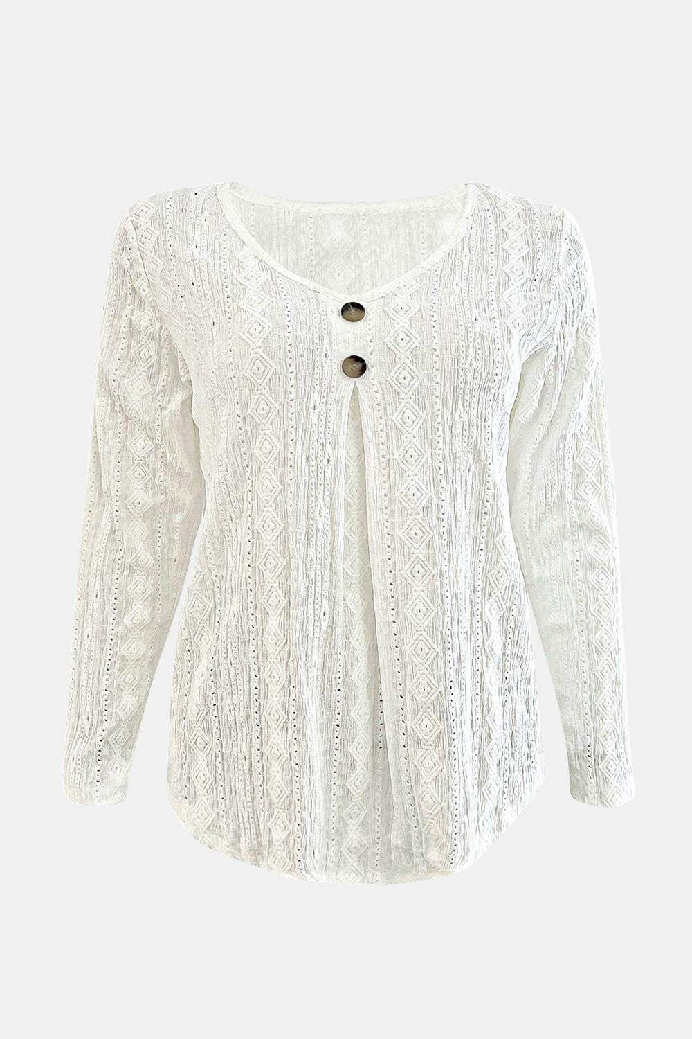 V-Neck Long Sleeve Blouse - Trendsi - Flyclothing LLC