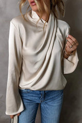 Cutout Ruched Long Sleeve Blouse - Trendsi - Flyclothing LLC