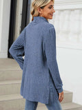 Slit Mock Neck Long Sleeve T-Shirt - Trendsi - Flyclothing LLC