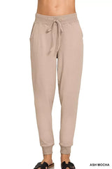 Zenana Drawstring Cotton Joggers with Pockets - Trendsi - Flyclothing LLC
