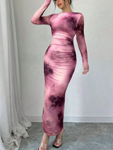 Tie-Dye Bodycon Maxi Dress - Trendsi - Flyclothing LLC