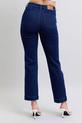 Judy Blue Full Size Hw Work Wear Knee Patch Straight Jeans Plus Size - Trendsi - Flyclothing LLC