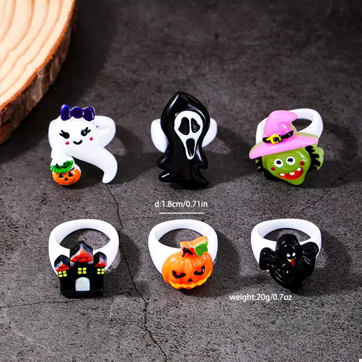 6 Piece Halloween Themed Rings - Trendsi - Flyclothing LLC