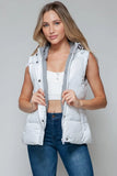 Snobbish Snap and Zip Closure Hooded Vest - Trendsi