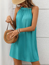 Textured Grecian Neck Mini Dress - Trendsi - Flyclothing LLC