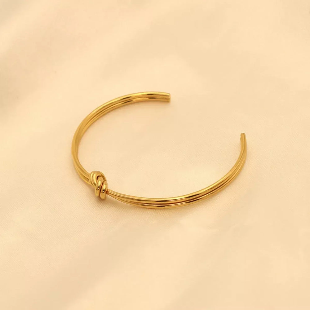 18K Gold-Plated Knot Open Bracelet - Trendsi - Flyclothing LLC