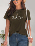 SMILE Round Neck Short Sleeve T-Shirt - Trendsi - Flyclothing LLC