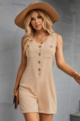 V-Neck Sleeveless Romper - Trendsi - Flyclothing LLC