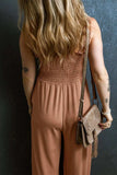 Frill Smocked Wide Leg Jumpsuit - Trendsi - Flyclothing LLC