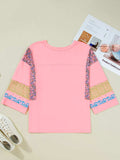 Floral Color Block Patchwork Long Sleeve Top - Trendsi - Flyclothing LLC