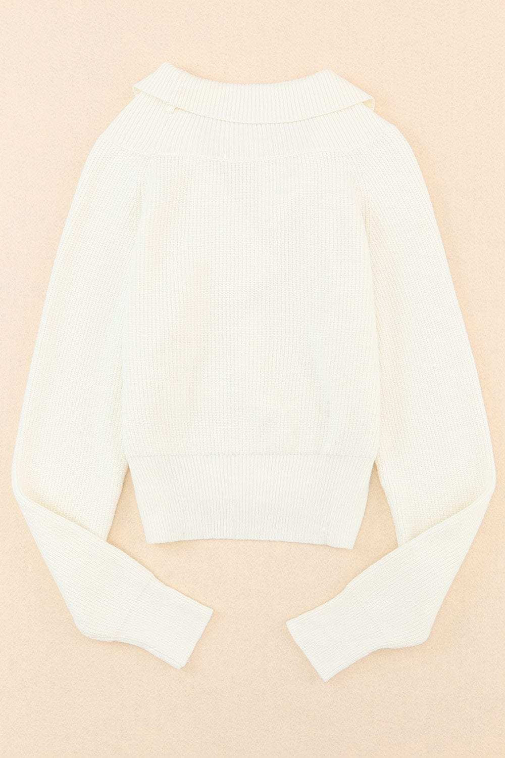 Ribbed Surplice Long Sleeve Sweater - Trendsi - Flyclothing LLC