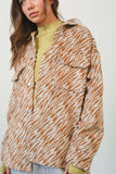 HYFVE Zebra Print Snap Down Long Sleeve Shacket - Trendsi - Flyclothing LLC