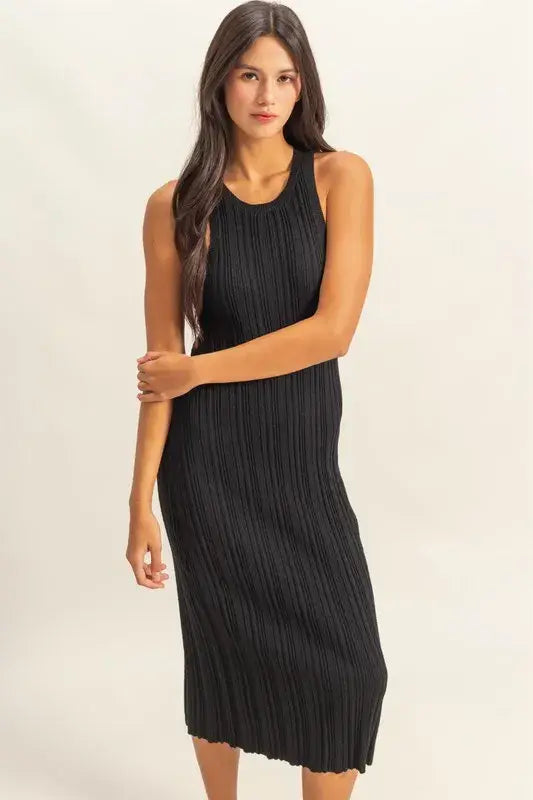 HYFVE Round Neck Bodycon Ribbed Knit Dress - Trendsi - Flyclothing LLC