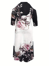 Plus Size Cutout Printed Cold Shoulder Dress - Trendsi - Flyclothing LLC