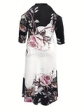 Plus Size Cutout Printed Cold Shoulder Dress - Trendsi