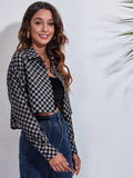 Button Down Printed Cropped Jacket - Trendsi