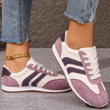 Striped Lace-Up Casual Sneakers - Trendsi - Flyclothing LLC