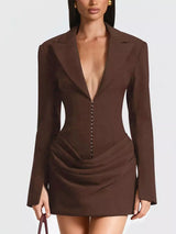 Full Size Blazer-Style Long Sleeve Mini Dress Plus Size - Trendsi - Flyclothing LLC