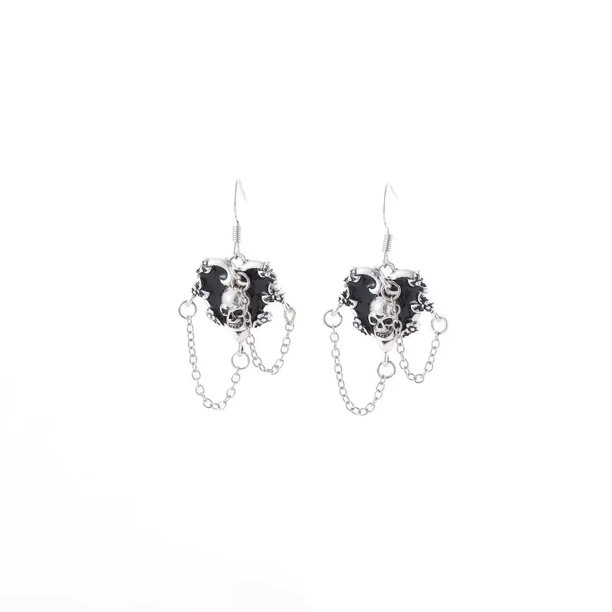 Halloween Alloy Heart Skull Earrings with Chain Detail - Trendsi - Flyclothing LLC