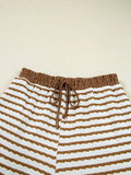 Stripe Collared Top and Drawstring Pant Set - Trendsi - Flyclothing LLC