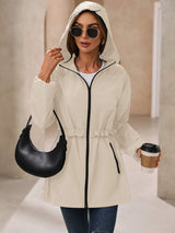 Ivy Lane Outdoor Waterproof Long Sleeve Hooded Windbreaker - Trendsi - Flyclothing LLC