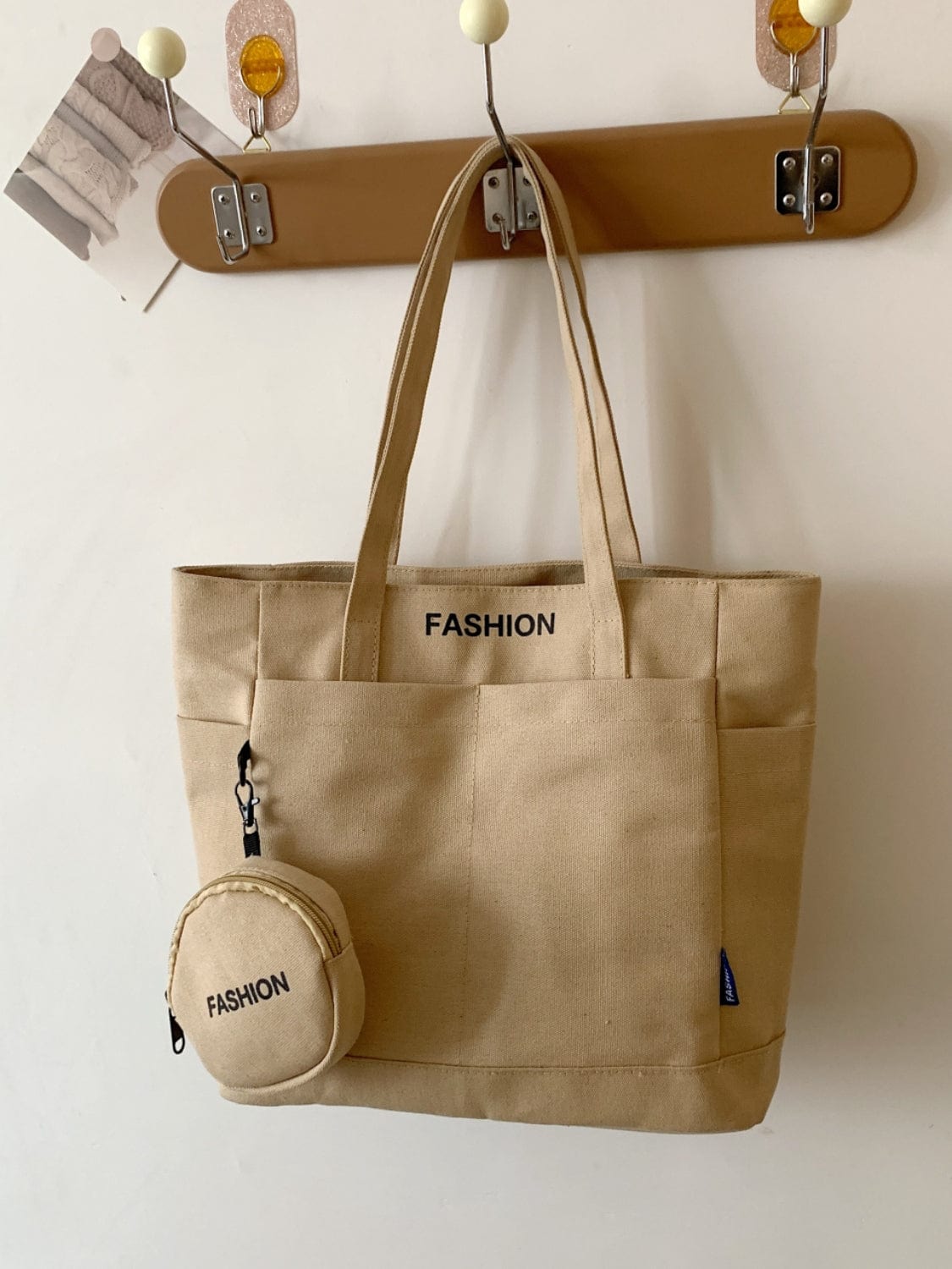 Canvas Tote Bag with Pouch - Trendsi