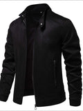 Men's Zip Up Long Sleeve Biker Jacket - Trendsi - Flyclothing LLC