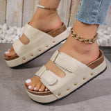 PU Leather Studded Platform Sandals - Trendsi - Flyclothing LLC