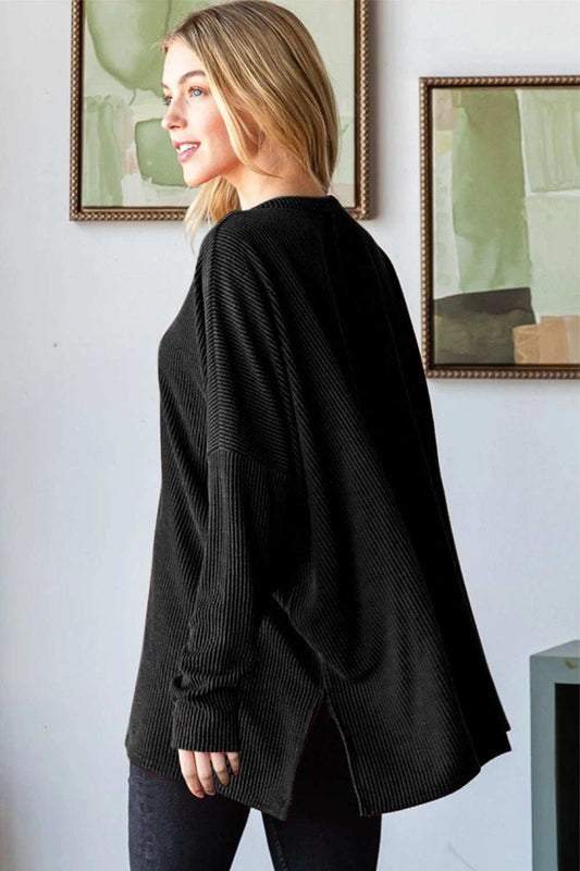 Heimish Sequin Nutcracker Long Sleeve Ribbed Top - Trendsi - Flyclothing LLC