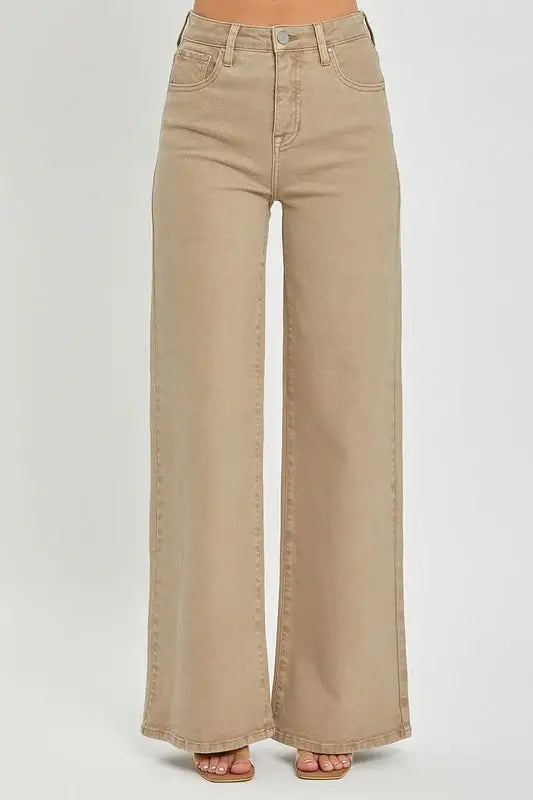 RISEN Full Size Tummy Control High Rise Wide Leg Jeans Plus Size - Trendsi - Flyclothing LLC