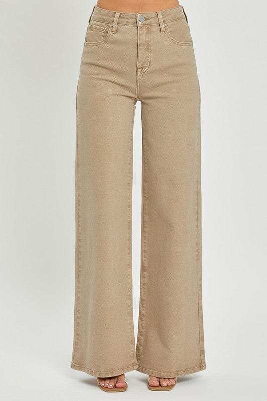 RISEN Full Size Tummy Control High Rise Wide Leg Jeans Plus Size - Trendsi - Flyclothing LLC