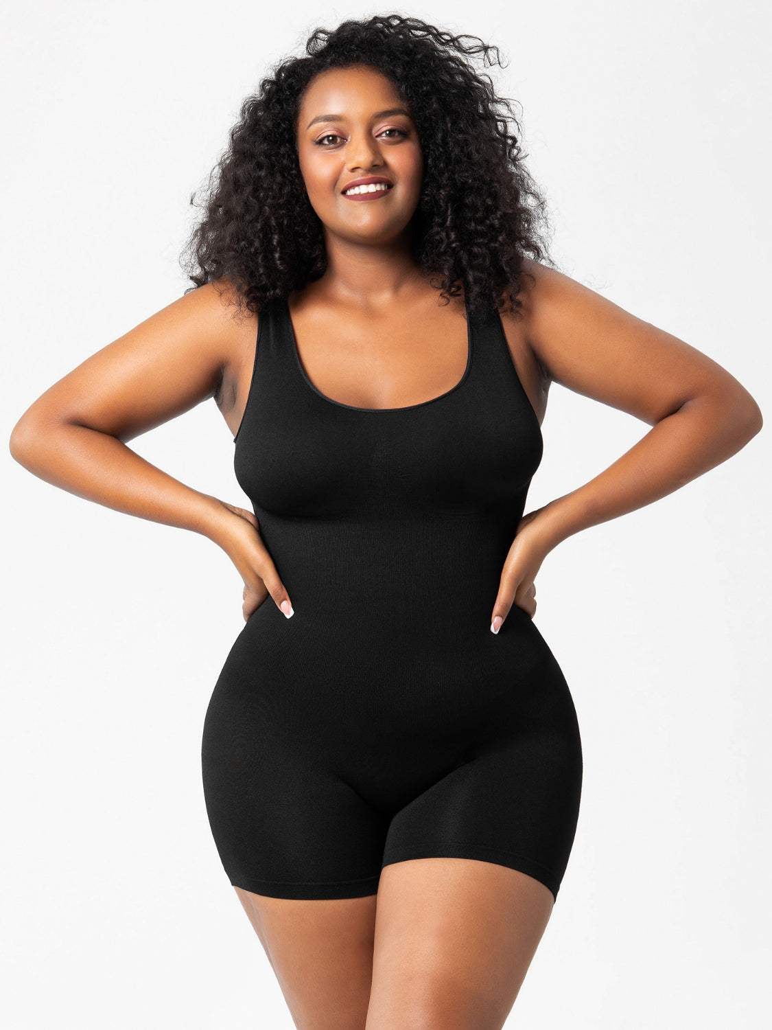 Scoop Neck Wide Strap Shaping Romper - Trendsi - Flyclothing LLC