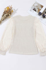 Mock Neck Lace Long Sleeve Top - Trendsi - Flyclothing LLC