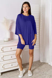 Basic Bae Full Size Soft Rayon Three-Quarter Sleeve Top and Shorts Set - Trendsi - Flyclothing LLC