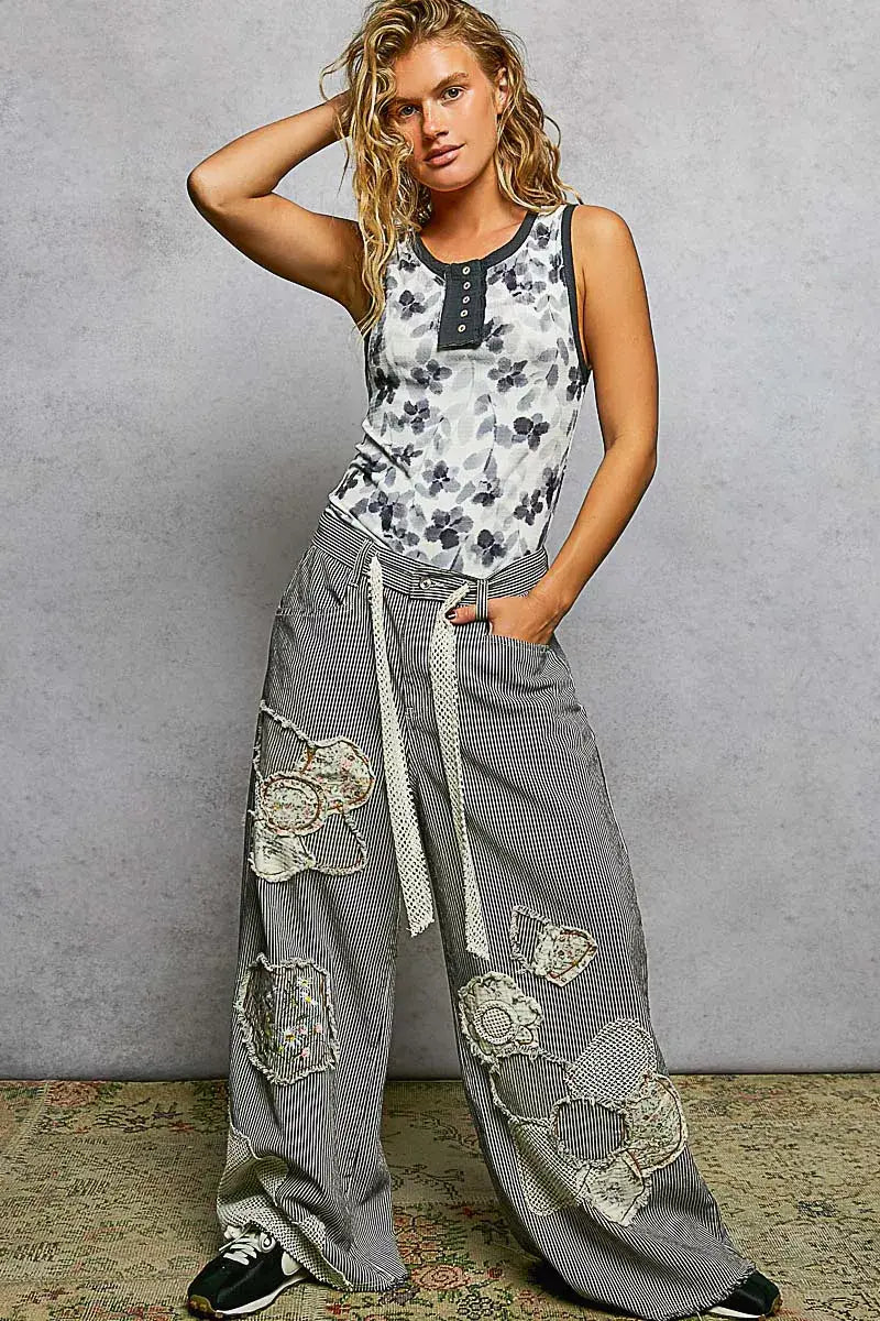 POL Floral Round Neck Cropped Ribbed Tank - Trendsi - Flyclothing LLC