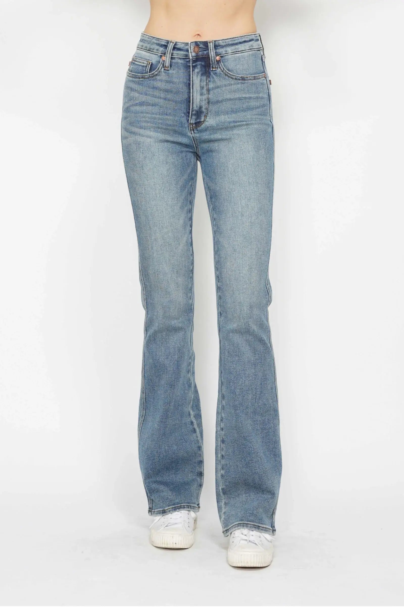 Judy Blue Full Size Tummy Control Back Embroidered Pocketed Bootcut Jeans Plus Size - Trendsi - Flyclothing LLC