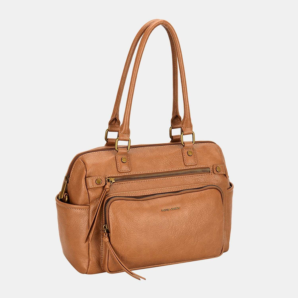 David Jones Zipper PU Leather Handbag - Trendsi - Flyclothing LLC