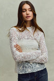 SO ME Lace Long Sleeve 3d Effect Floral Layering Top - Trendsi - Flyclothing LLC